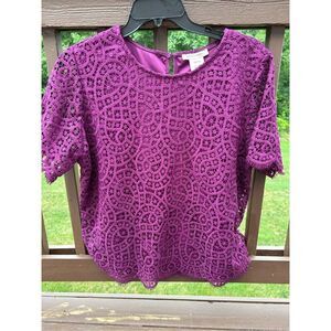 Plus Size womens Philosopy Crochet / Lace top. Darker Pink. Size XXL/2XG. Used.